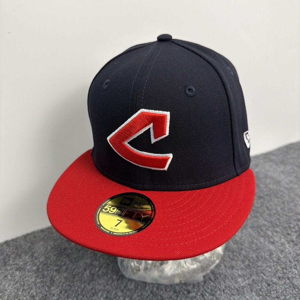 New Era Cleveland Indians Cooperstown collection Navy 7 59FIFTY fitted hat cap